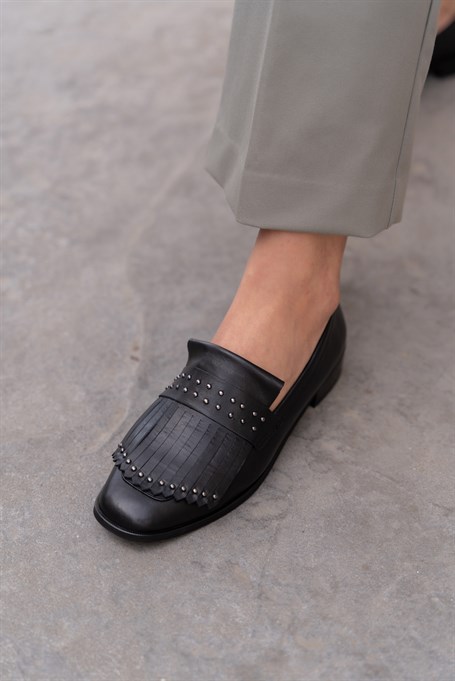 Beatriz Siyah Deri   Makosen Ayakkabı