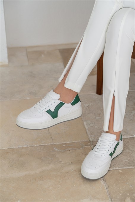 Belka Beyaz - Yeşil   Spor Ayakkabi