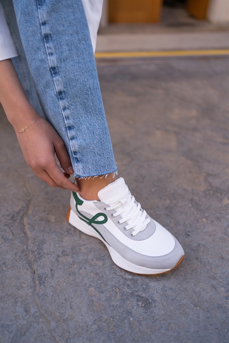 Nancy Beyaz - Yeşil   Spor Ayakkabi