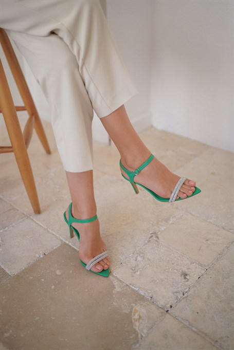 Yanji Yeşil   Topuklu Ayakkabı